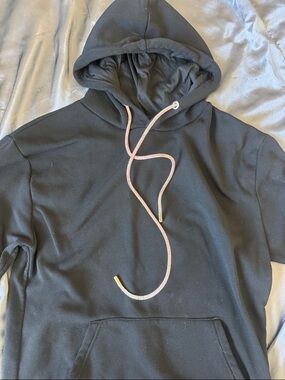 Black Women's Pullover Hoodie with Rose Gold Crystal Contrast Drawcord